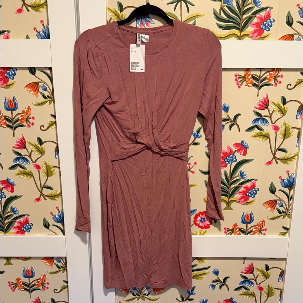 H&M Dusty Rose Long Sleeve Dress